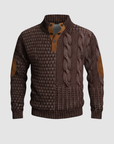 Maglione uomo con colletto alto e pelle scamosciata