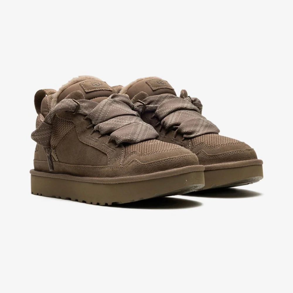 UGG Lowmel Hickory sneakers donna in pelle scamosciata marrone hickory, vista frontale