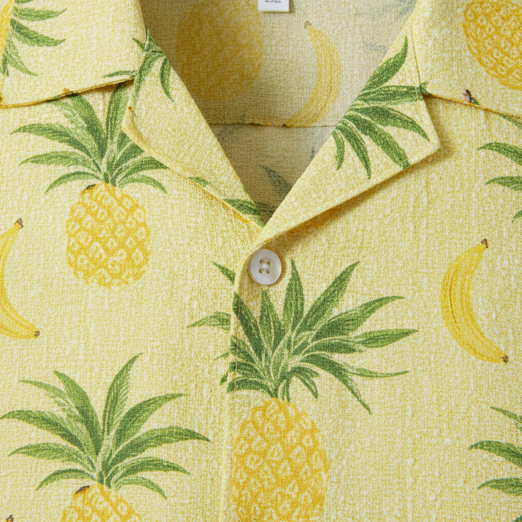 Completo Coordinato Uomo Camicia Stampa Frutti Tropicali e Pantaloncini - dettaglio