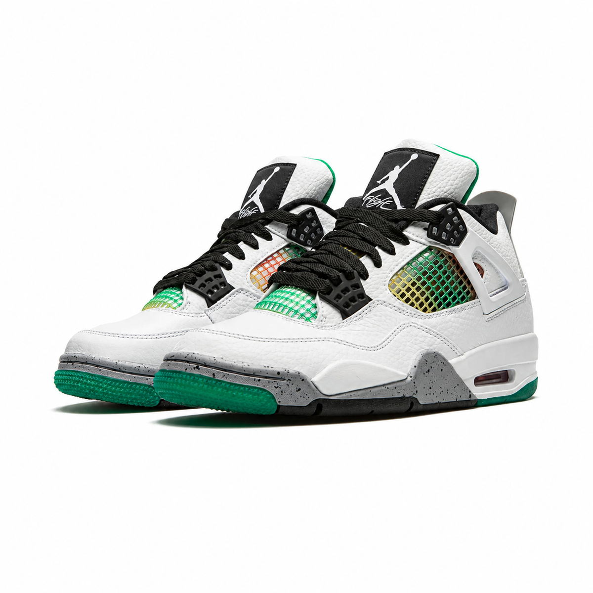 Nike Air Jordan 4 Retro Lucid Green Rasta Nero Verde Rosso Uomo - 3