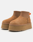 UGG Classic Mini Dipper Chestnut stivaletti donna in pelle scamosciata e montone marrone chestnut, vista frontale