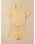 Completo Coordinato Uomo Camicia Quadretti Vichy e Pantaloncini - Giallo e Bianco