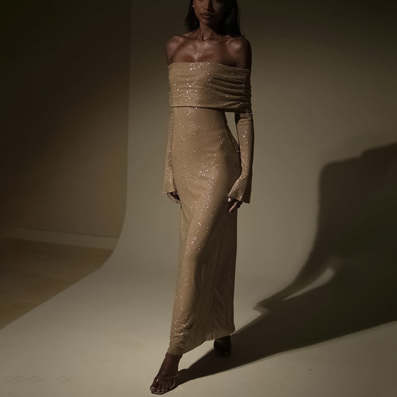 Abito lungo donna in tessuto leggero, aderente — vista 5