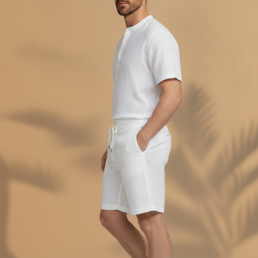 Bermuda Uomo in Lino con Coulisse – Freschi e Leggeri Estivi - vista laterale