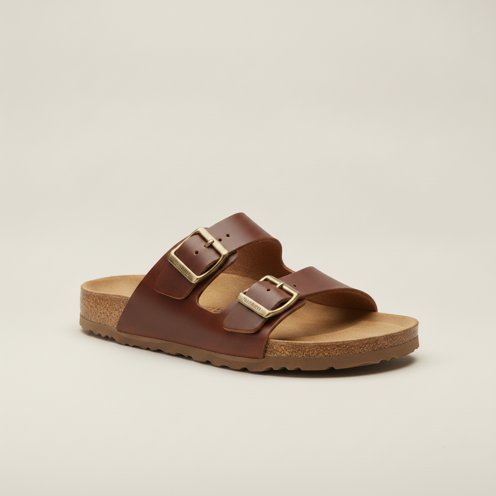 Sandali Uomo a Doppia Fascia – Eleganti in Pelle Estivi - Marrone