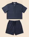 Completo Coordinato Uomo Camicia Chambray e Pantaloncini - Indaco