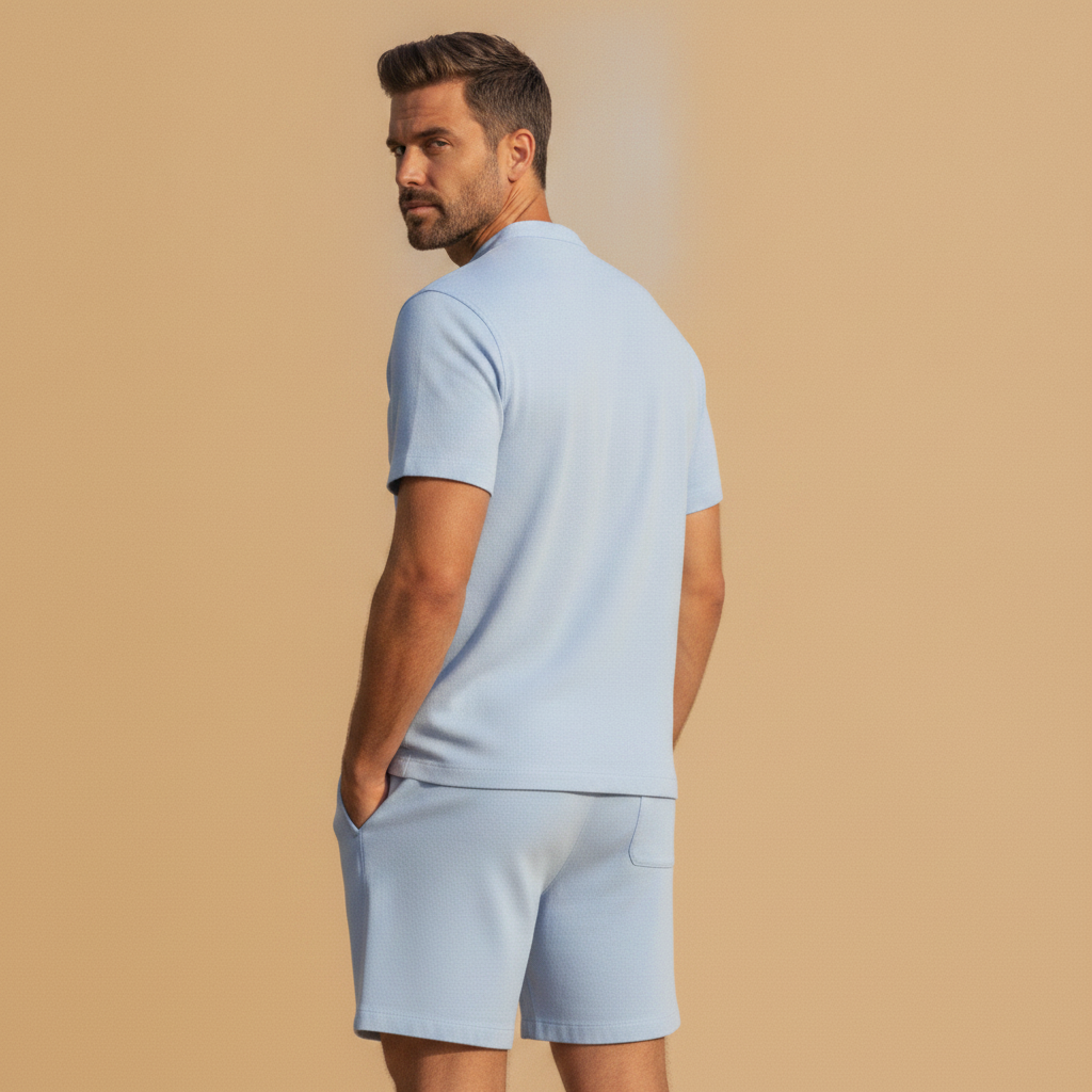 Completo Coordinato Uomo Camicia Popover e Pantaloncini - vista posteriore
