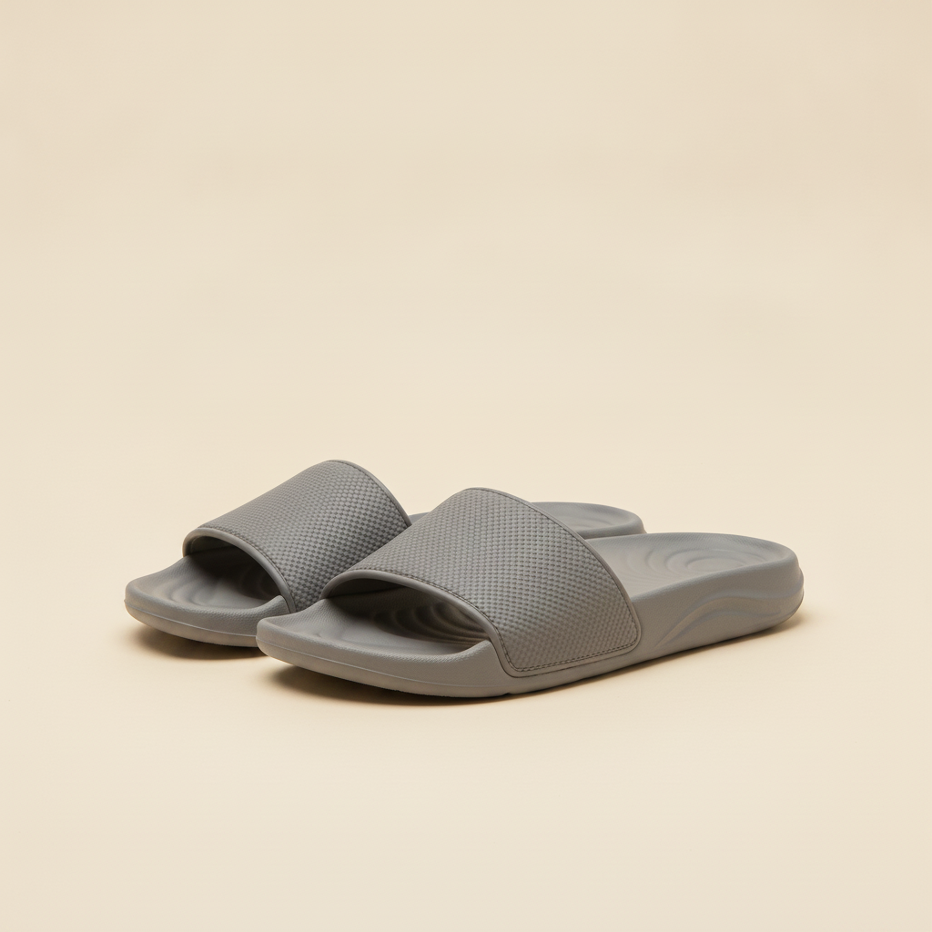 Ciabatte Slides Uomo con Fascia Testurizzata – Comfort Premium - Grigio