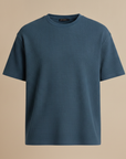T-shirt Uomo Waffle Knit – Texture Nido d'Ape Elegante - Blu Petrolio