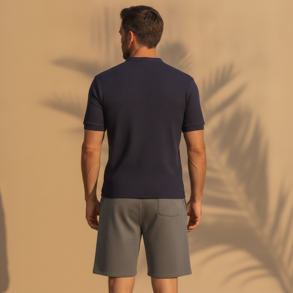 Pantaloncini Uomo con Coulisse in Cotone – Comfort Casual Rilassato - vista posteriore