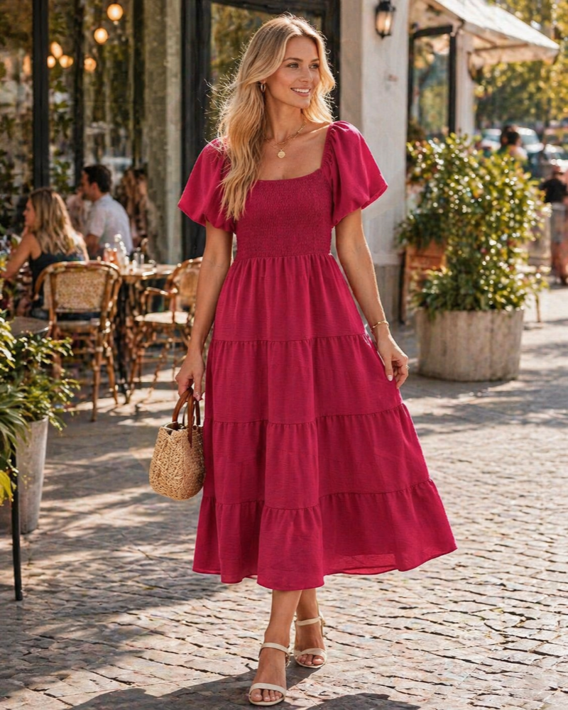 Vestito lungo da donna Stacey – Vestito incrociato con scollo a V, maniche ampie e tasche, estate