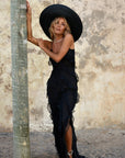 Abito lungo Ashtine - Abito estivo leggero con volant con gonna da pavimento e look da spiaggia