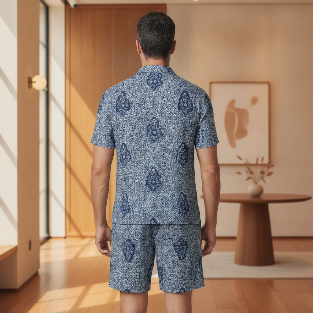 Completo Coordinato Uomo Camicia Batik e Pantaloncini - vista posteriore