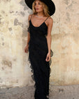 Abito lungo Ashtine - Abito estivo leggero con volant con gonna da pavimento e look da spiaggia