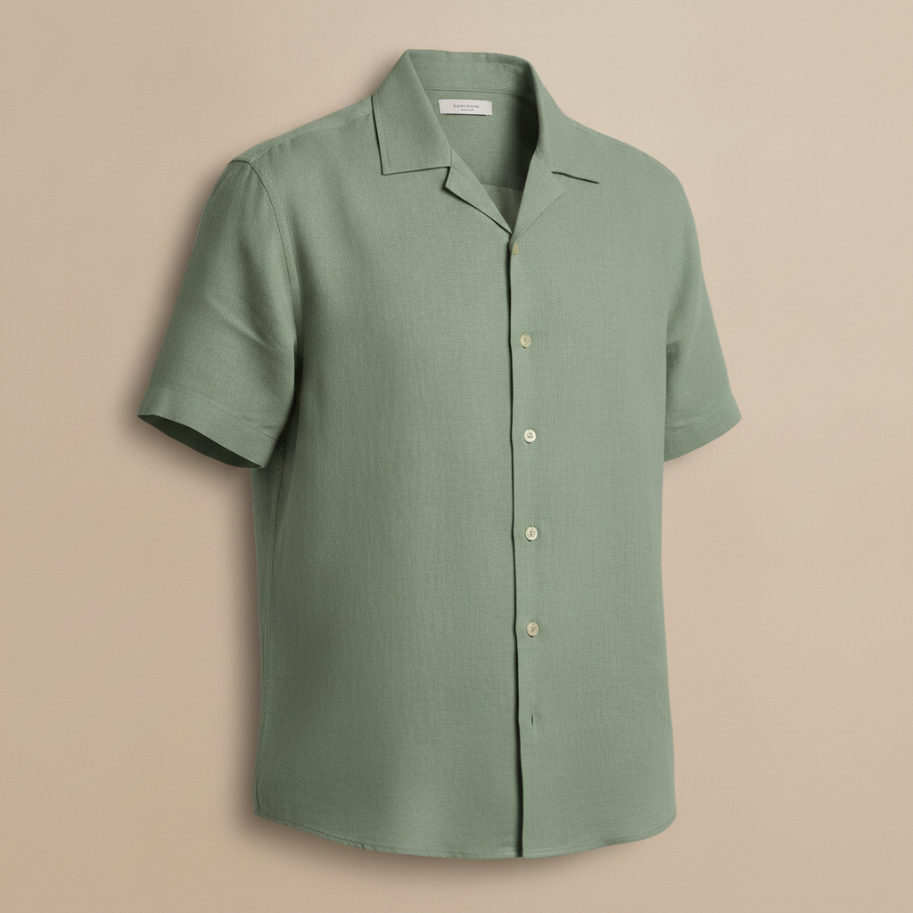 Camicia Uomo in Lino Manica Corta – Casual Chic Traspirante - Verde Salvia