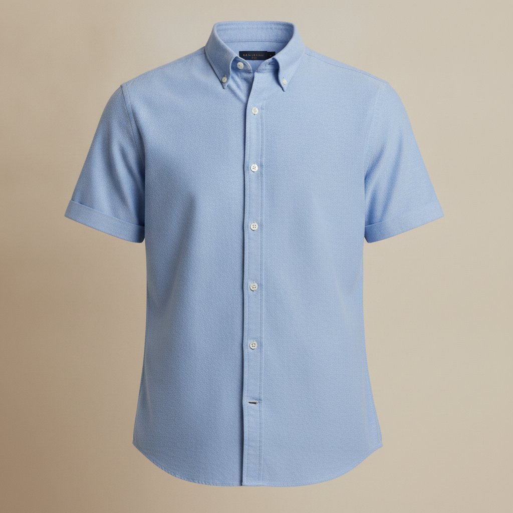 Camicia Uomo Oxford Manica Corta – Versatile ed Elegante Estiva - Celeste