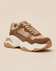 Sneakers Uomo Chunky Dad Bicolore – Streetwear Retro di Tendenza - Beige e Marrone