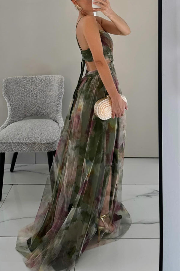 Abito lungo donna in tessuto leggero, floreale — vista 10