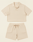Completo Coordinato Uomo Polo Tricot e Pantaloncini - Bianco Panna