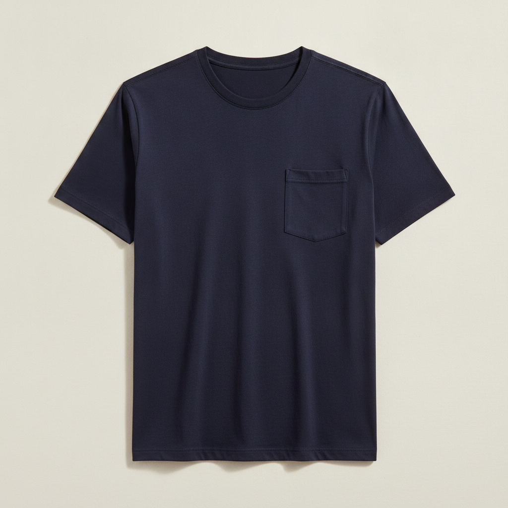 T-shirt Uomo con Taschino – Dettaglio Casual Pratico - Blu Navy
