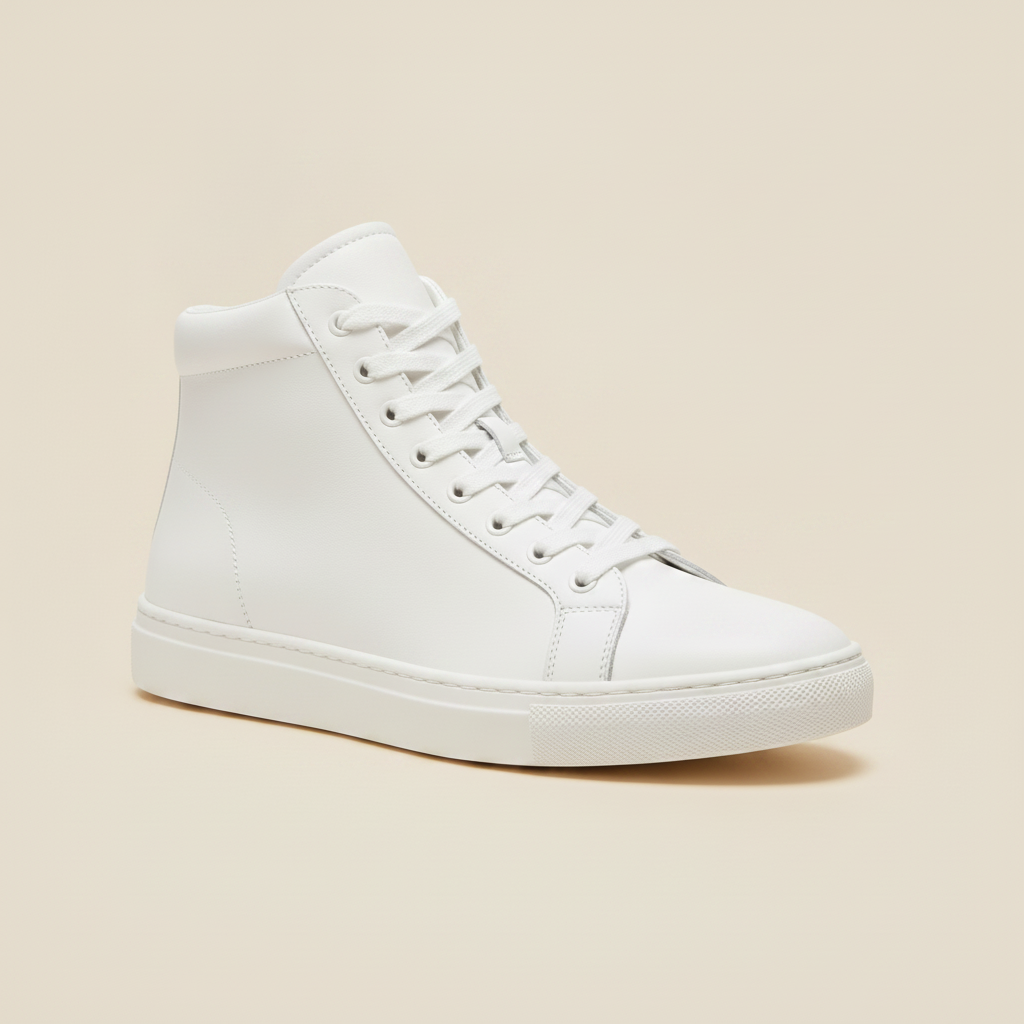 Sneakers Uomo Alte in Pelle – Design High-Top Casual Premium - vista 3-4