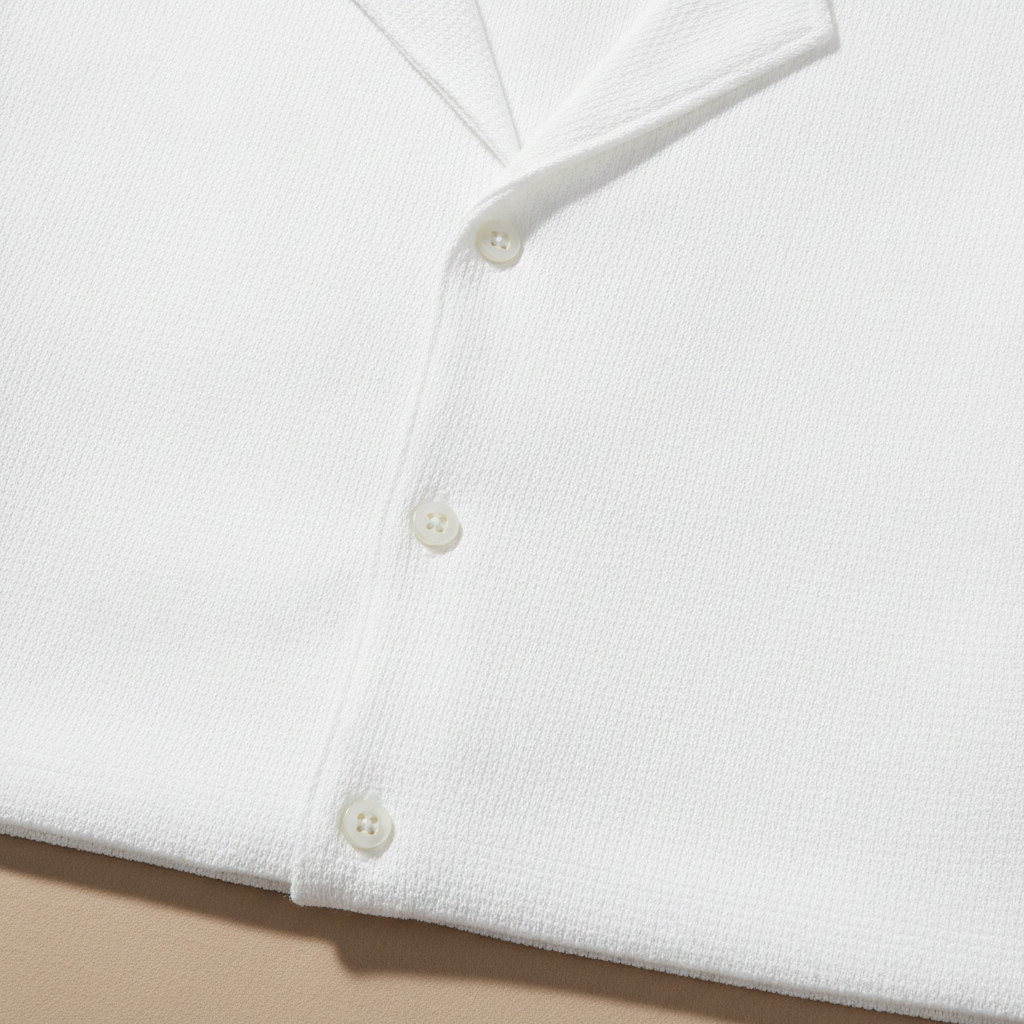 Completo Coordinato Uomo Colletto Camp – Camicia e Pantaloncini Estivi - dettaglio