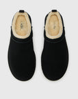UGG Classic Micro Black stivaletti donna in pelle scamosciata e montone nero, vista posteriore