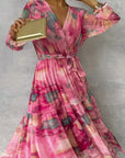 Abito lungo donna in chiffon, floreale — vista 4