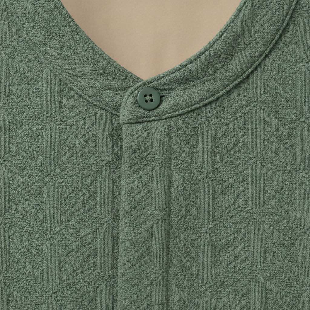 Completo Coordinato Uomo Camicia Jacquard Geometrico e Pantaloncini - dettaglio