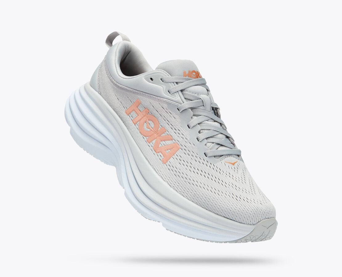 Hoka Bondi 8 Scarpe Running Grigio Perla Grigio Chiaro Donna - 1