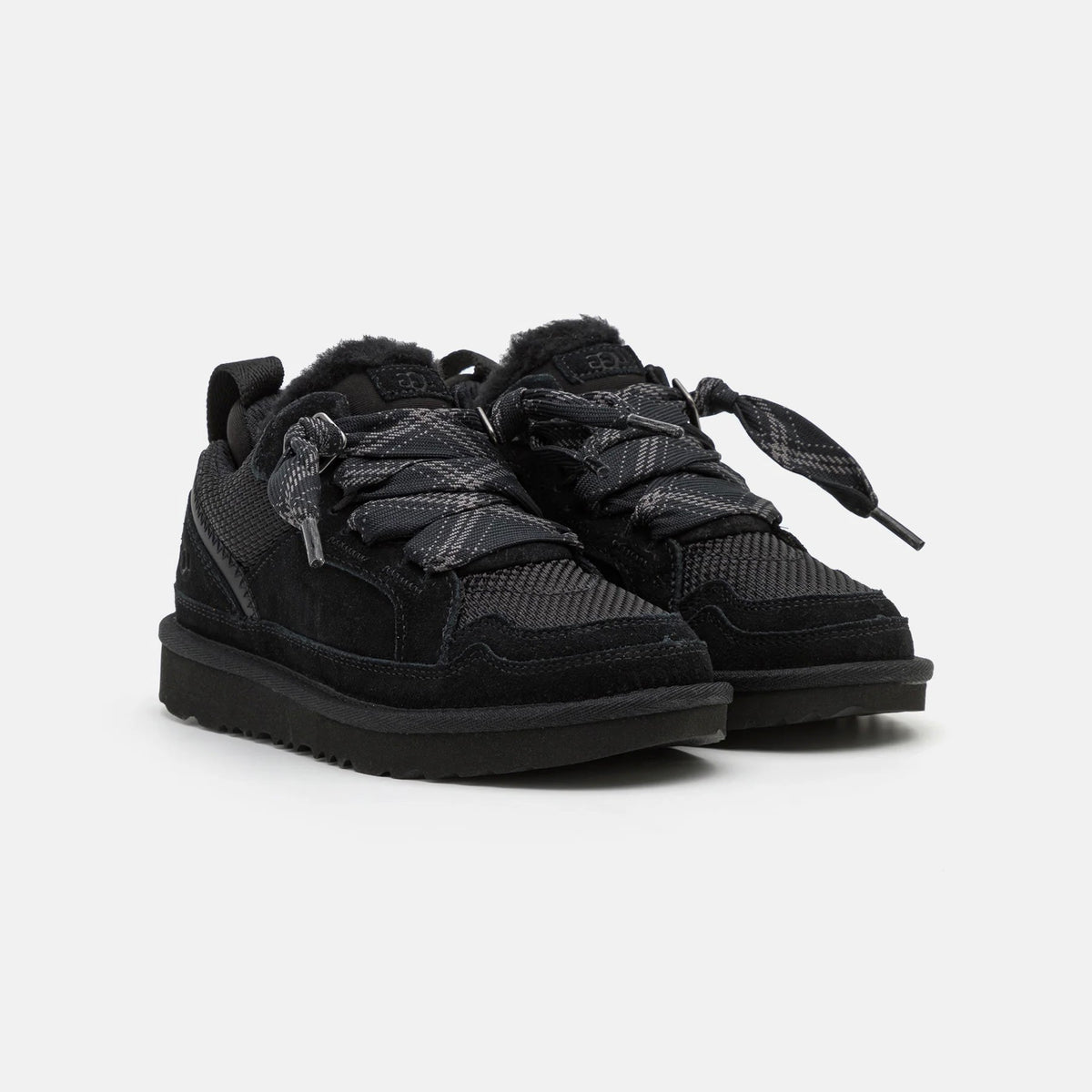 UGG Lowmel Black sneakers uomo e donna in pelle scamosciata nero, vista frontale