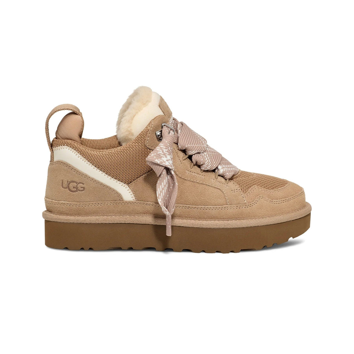 UGG Lowmel Sand sneakers donna in pelle scamosciata beige sand, vista laterale