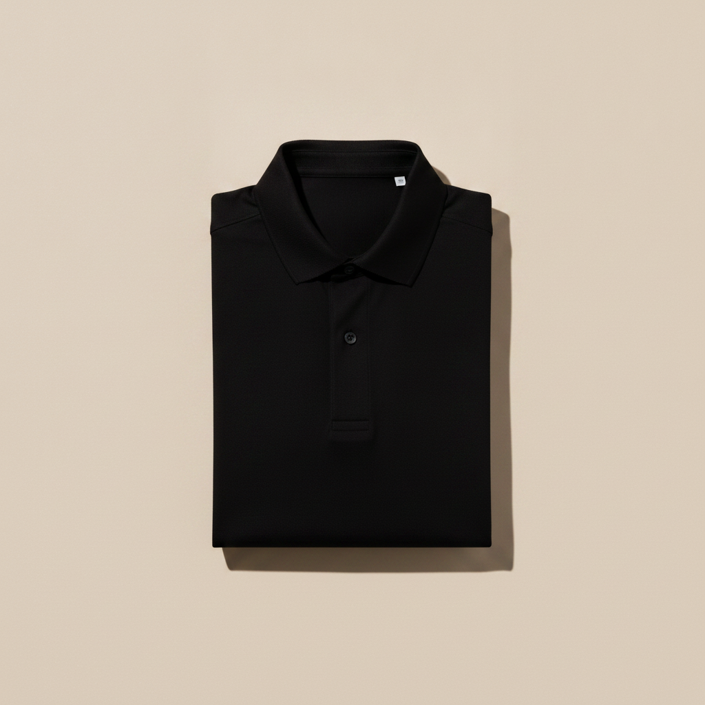 Polo Uomo in Cotone Mercerizzato – Finitura Lucida Premium - Nero