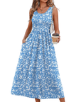 Jensy Vestito Midi Donna – Vestito A-Line Fluido con Tasche, Vita Impero e Taglio Elegante Estivo