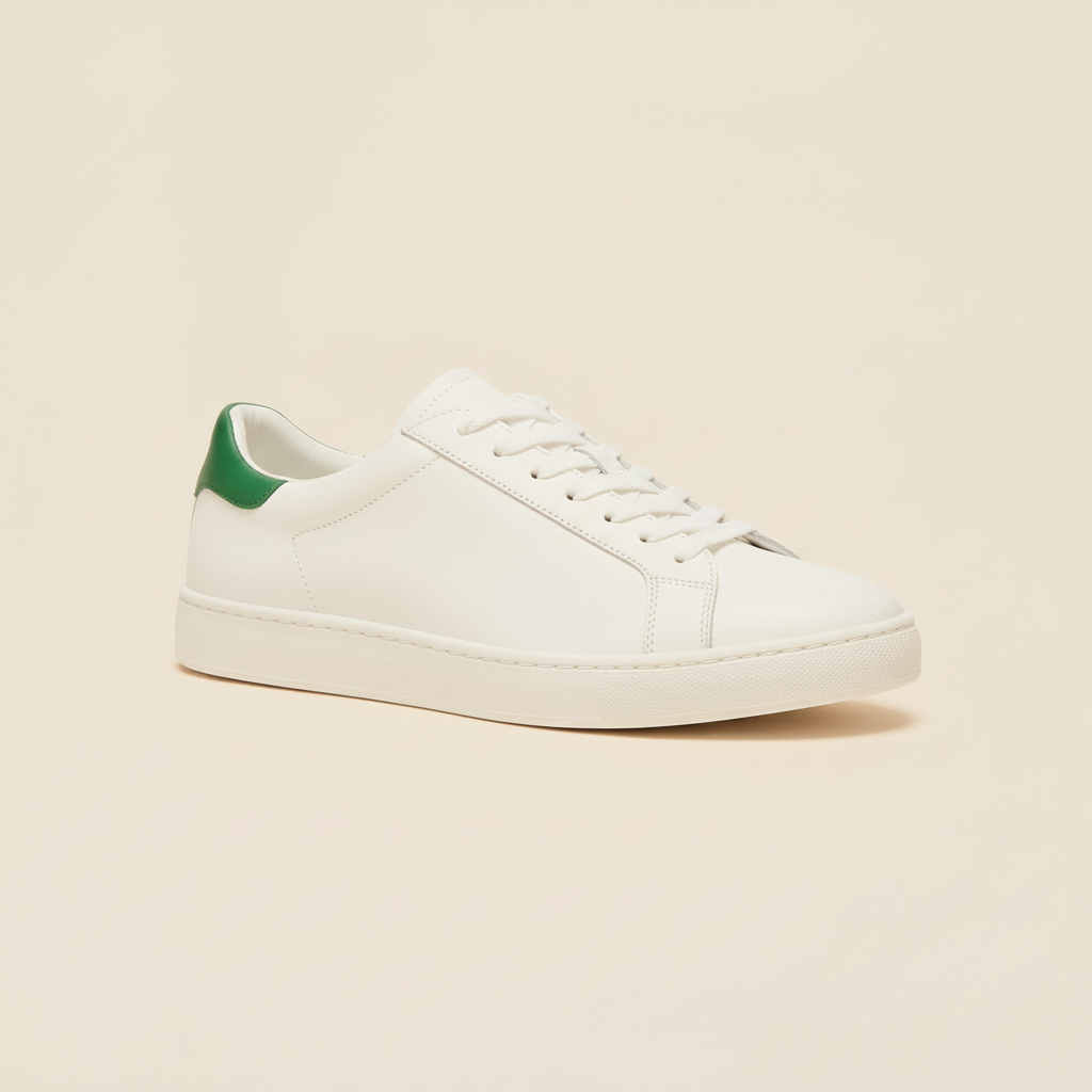 Sneakers Uomo Bianche Classiche – Stile Tennis Senza Tempo - Bianco e Verde