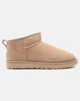 UGG Classic Ultra Mini Sand stivaletti donna in pelle scamosciata e montone beige sand, vista laterale