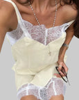 Vestito da donna con spalline sottili – Orlo in pizzo senza maniche