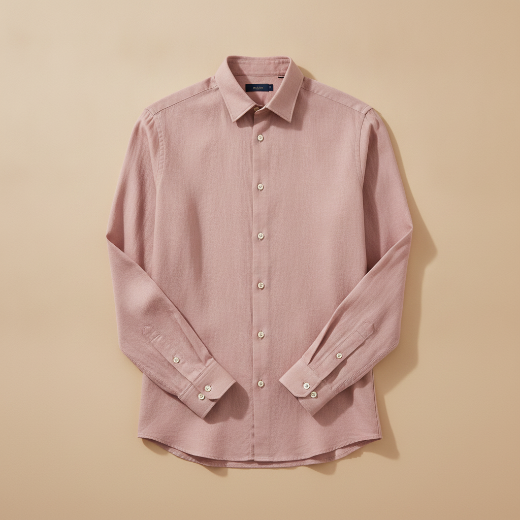 Camicia Uomo in Cotone Leggero – Colletto Classico Estivo - Rosa Cipria
