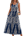 Jensy Vestito Midi Donna – Vestito A-Line Fluido con Tasche, Vita Impero e Taglio Elegante Estivo