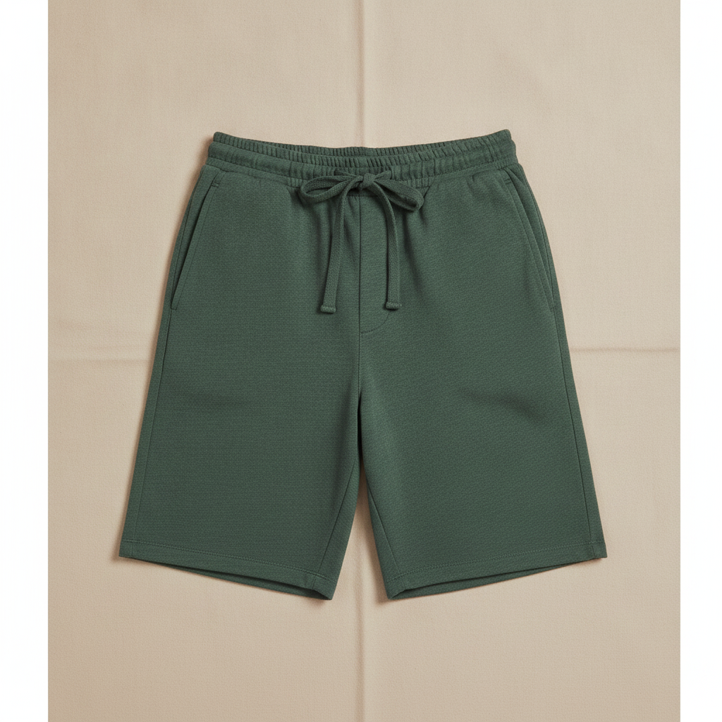 Pantaloncini Uomo con Coulisse in Cotone – Comfort Casual Rilassato - Verde Bosco