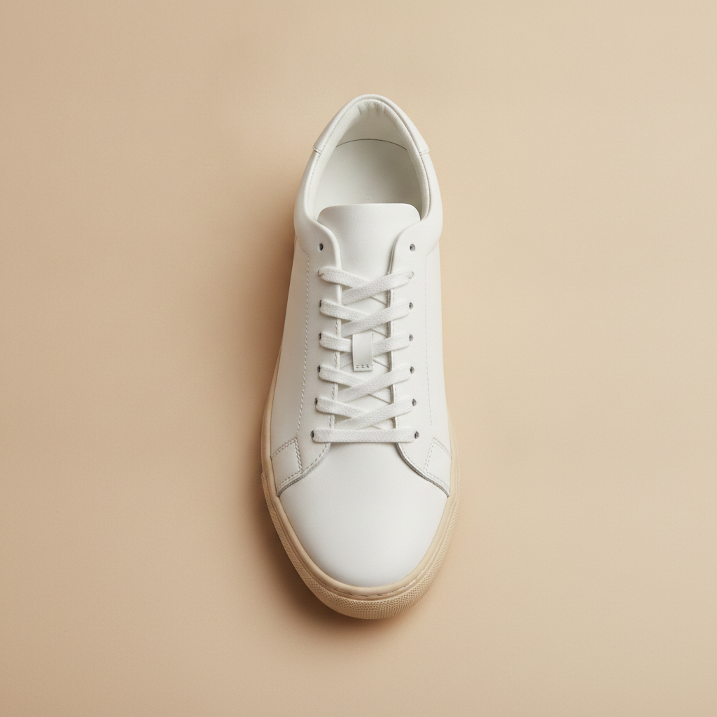 Sneakers Uomo Bianche con Suola Ecru – Look Pulito e Naturale - vista dall'alto