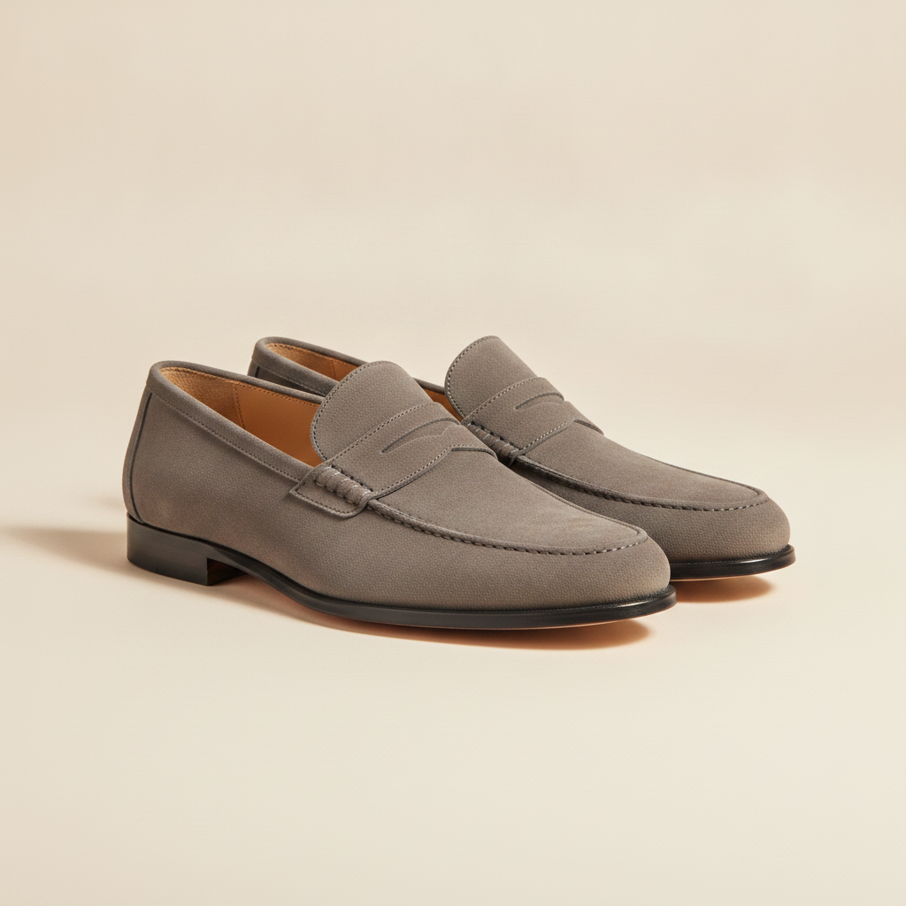 Mocassini Uomo in Pelle Scamosciata – Casual Chic Estivi - Grigio