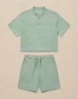 Completo Coordinato Uomo Camicia Popover e Pantaloncini - Verde Salvia