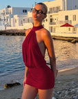 Mini abito da donna con schiena scoperta – scollo halter aderente