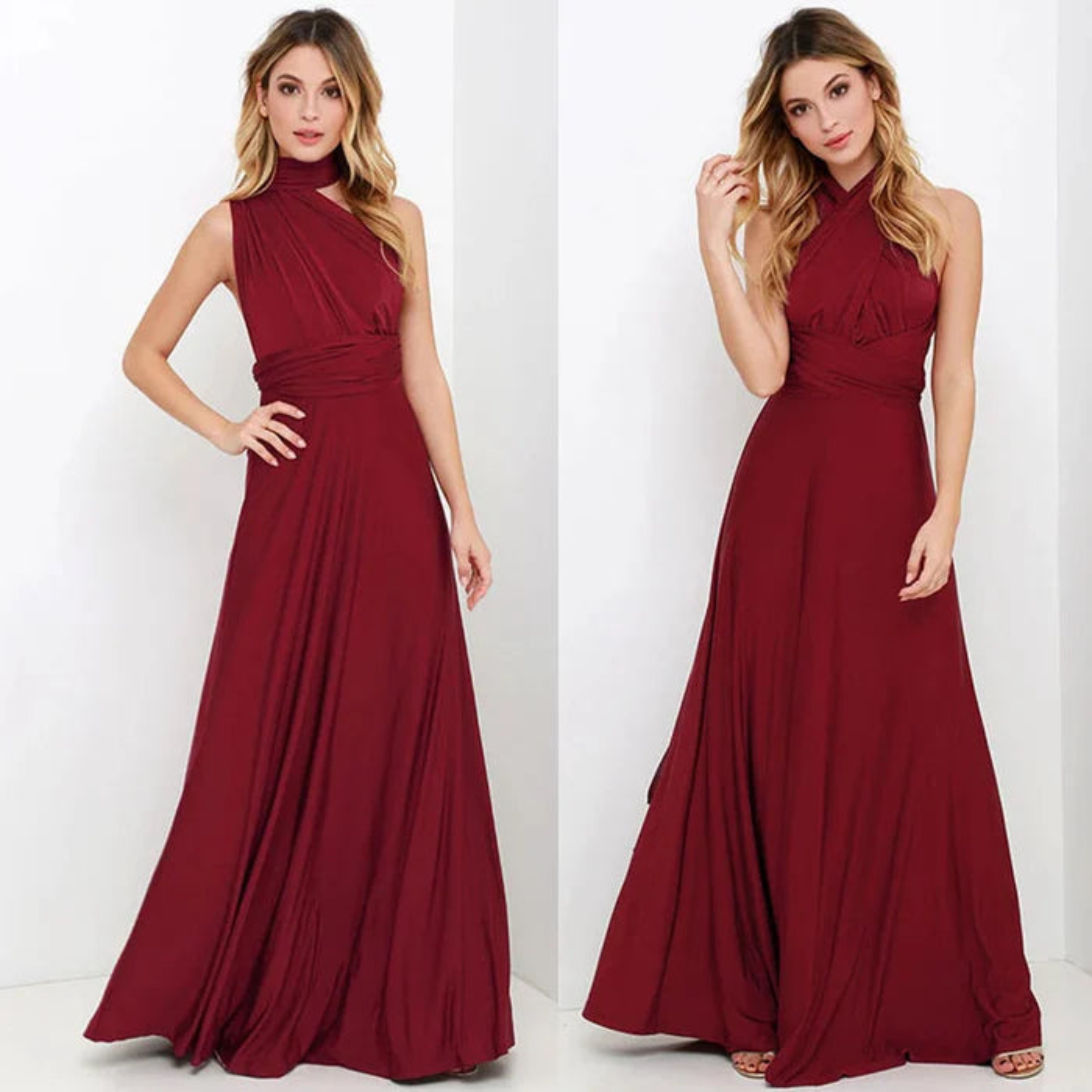 Abito lungo donna in tessuto leggero, convertibile infinity — vista 6