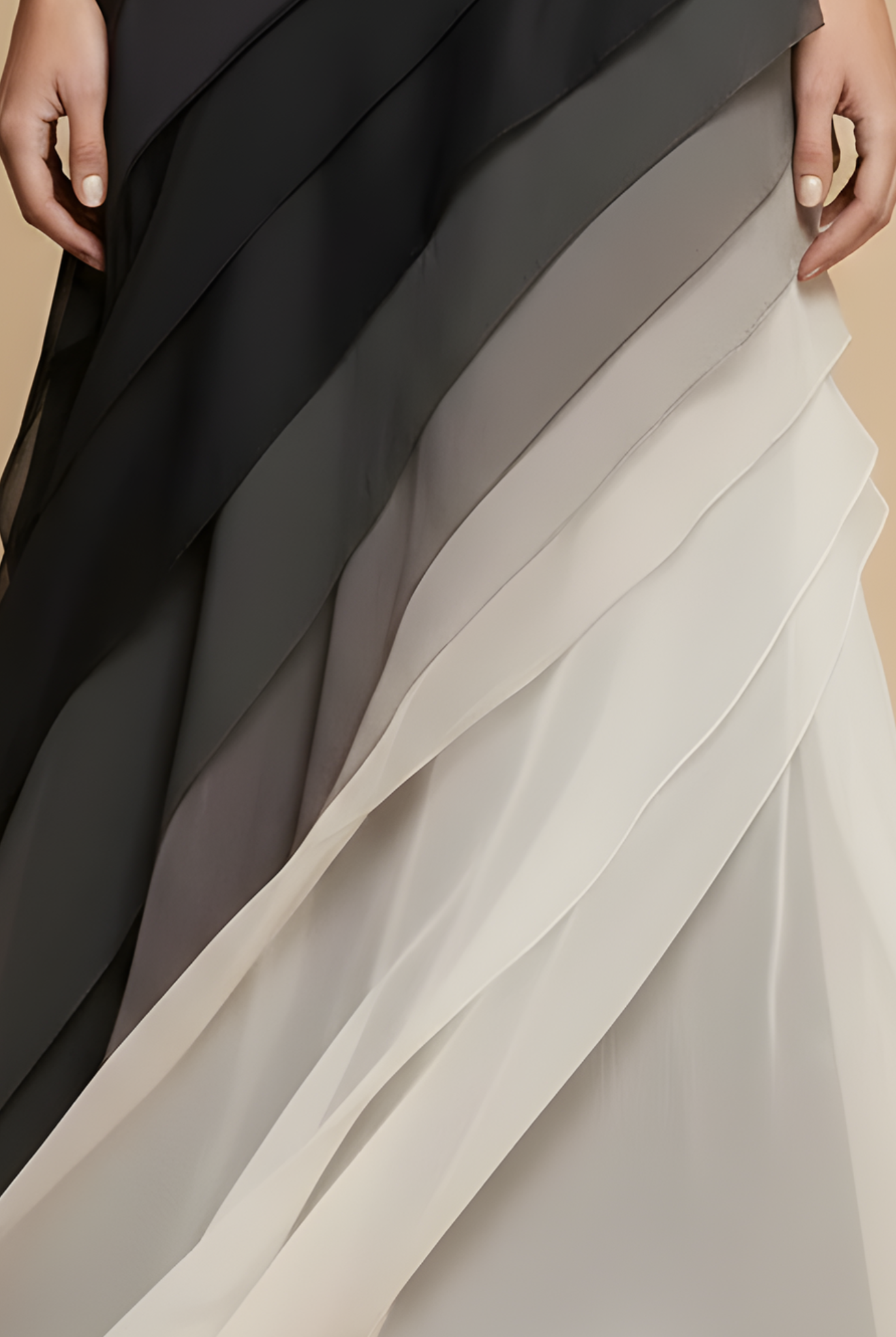 Abito lungo donna in chiffon, senza maniche — vista 4