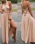Abito lungo donna in tessuto leggero, convertibile infinity