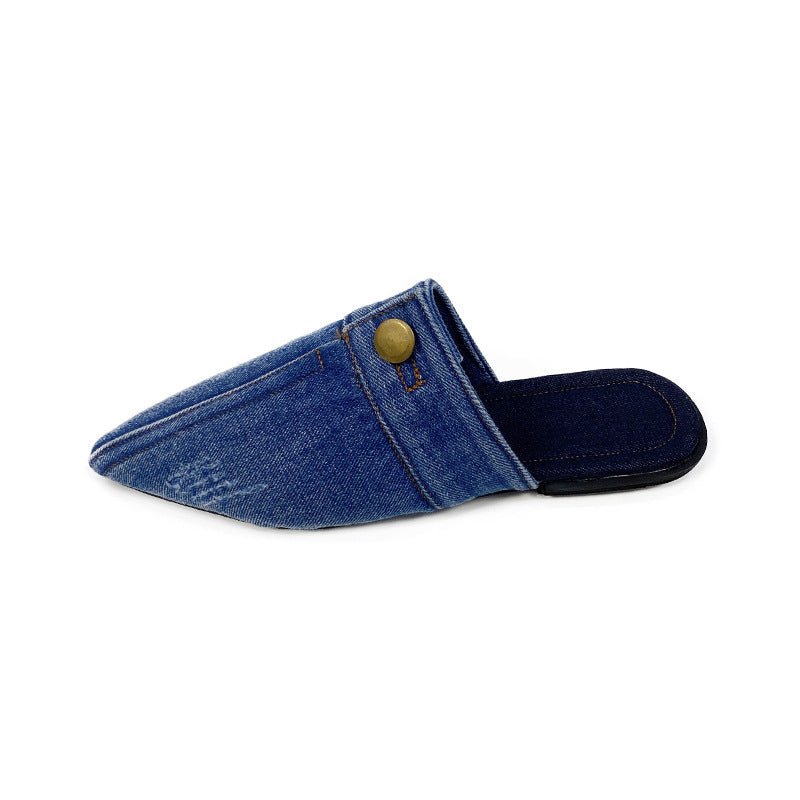 Mocassini Donna Piatti Finitura Denim – vista posteriore