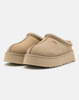 UGG Tazz Mustard Seed ciabatte platform donna in pelle scamosciata e montone senape, vista frontale