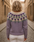 Cardigan Donna Viola Jacquard Floreale